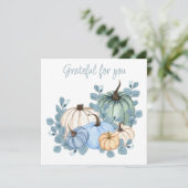 Danke für deine blauen Blätter Kürbis Erntedank Karte (Stehend Vorderseite)