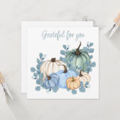 Danke für deine blauen Blätter Kürbis Erntedank Karte (Vorderseite/Rückseite Beispiel)