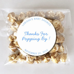 Danke für Deinen Besuch Baby Shower Popcorn Gastge Runder Aufkleber