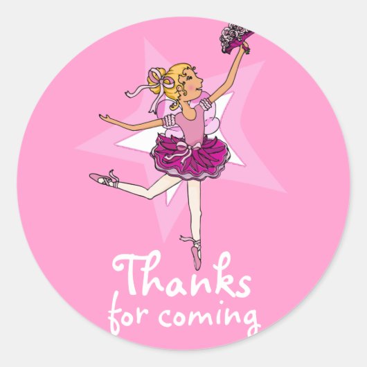 Danke für den Besuch der Ballarina Mädchen Geburts Runder Aufkleber (Vorderseite)