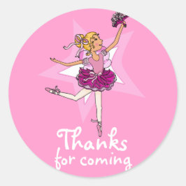 Danke für den Besuch der Ballarina Mädchen Geburts Runder Aufkleber