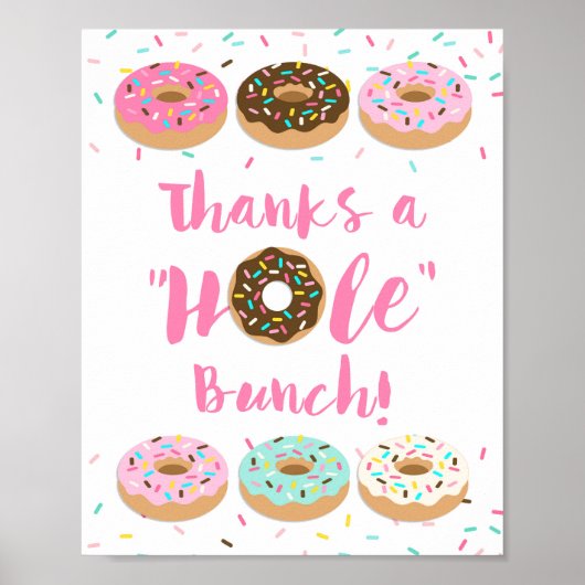 Danke für den Hole Bunch Pink Donut Sprinkle Sign Poster (Vorne)