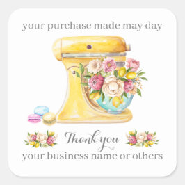 Danke für den Kauf, kleine Bäckerei Geschäft. Quadratischer Aufkleber