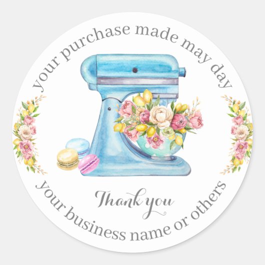 Danke für den Kauf, kleine Bäckerei Geschäft. Runder Aufkleber (Vorderseite)