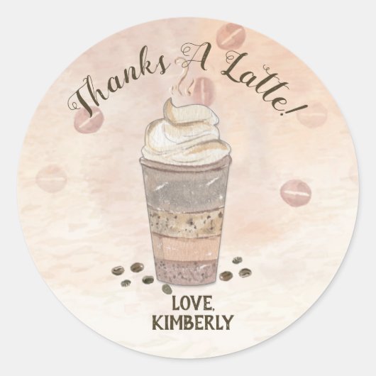 Danke für den Latte-Kaffee Runder Aufkleber (Vorderseite)