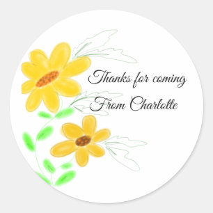 Danke für den nächsten Namen Text gelb Sonnenblume Runder Aufkleber