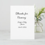 Danke für die Ankunft der Babydusche moderne einfa Einladung (Stehend Vorderseite)