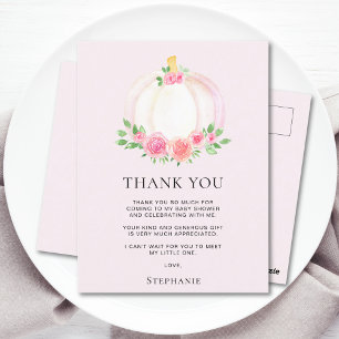 Danke für die Baby-Party des rosa Kürbis-Mädchens Postkarte