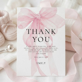 Danke für die Babyparty mit zarter rosa Schleife Karte