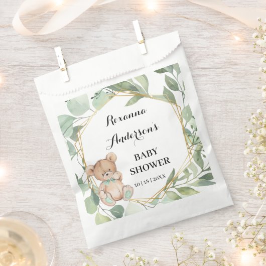 Danke für die Bear Greenery Babydusche Geschenktütchen (Ausgeschnitten)