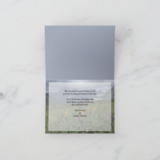 Danke für die Beileid Note Mountain Wildblumen (Innenseite)