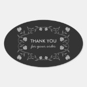 DANKE für die Bestellung Chic Elegante Rose Frame Ovaler Aufkleber (Vorderseite)