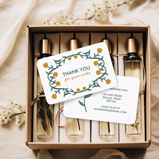 DANKE für die Bestellung Chic Elegante Rose Rahmen Visitenkarte