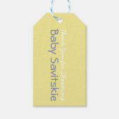 Danke für die Dusche des Babygeschenktafels - Gelb Geschenkanhänger (Vorderseite)