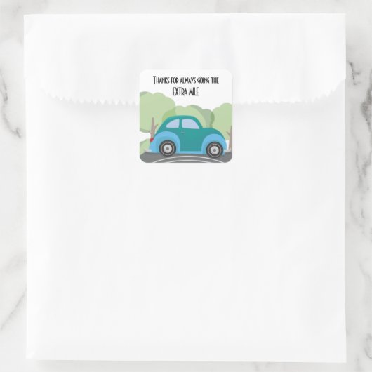 Danke für die Extra-Mile Quadratischer Aufkleber (Tasche)