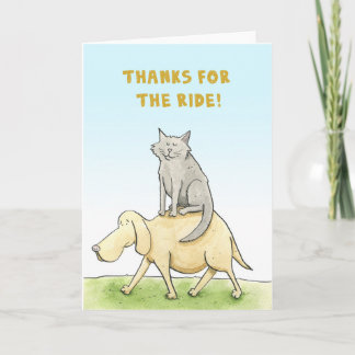 Danke für die Fahrt! Cat and Dog card.