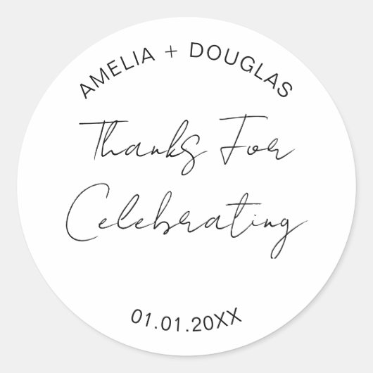 Danke für die Feier der Hochzeit Begrüßungsjause Runder Aufkleber (Vorderseite)