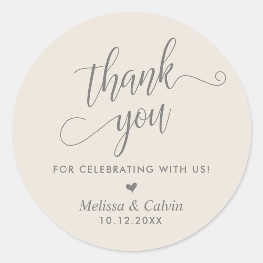 Danke für die Feier mit uns, Hochzeit Runder Aufkleber (Vorderseite)