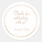 Danke für die Feier mit uns Hochzeit Runder Aufkleber (Vorderseite)