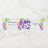 Danke für die Geburtstagsparty - Lila Wasserflaschenetikett (Einzelnes Label)