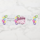 Danke für die Geburtstagsparty - Pink Wasserflaschenetikett (Einzelnes Label)