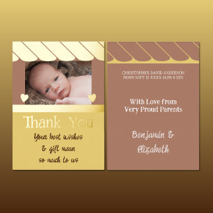Danke für die Geschenke für das neue Baby braune g Folieneinladung
