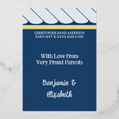 Danke für die Geschenke für die neue Baby Blue-Fol Folieneinladung (Rückseite)