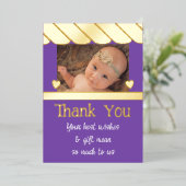 Danke für die Geschenke für die neue Baby lila Fol Folieneinladung (Stehend vorne)