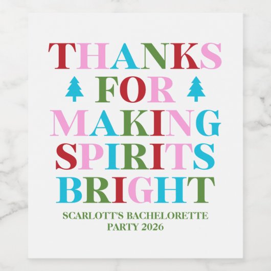 Danke für die Herstellung von Spirituosen Bachelor Weinetikett (Einzelnes Label)