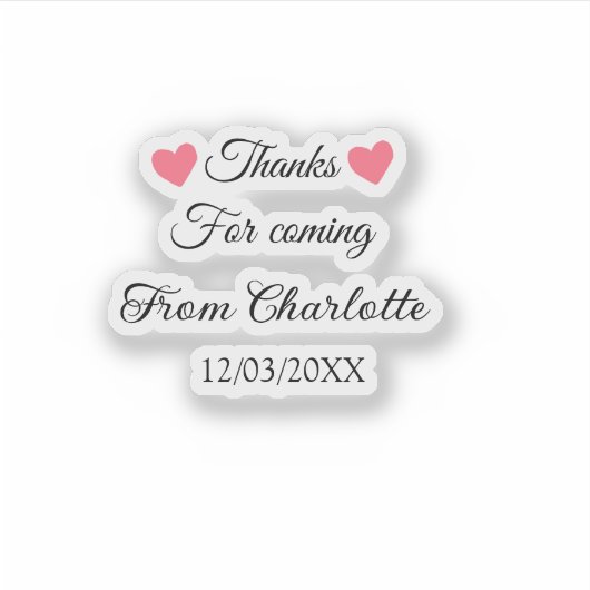 Danke für die kommende Nachricht mit Namen Aufkleber (Vorderseite)