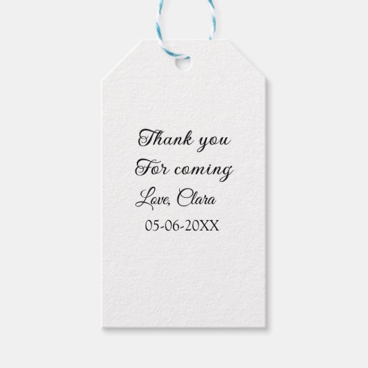 Danke für die kommende Nachricht mit Namen Geschenkanhänger (Vorderseite)