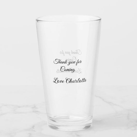 Danke für die kommende Nachricht mit Namen Glas (Vorderseite)