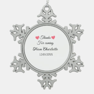 Danke für die kommende Nachricht mit Namen Schneeflocken Zinn-Ornament
