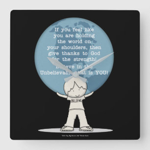 Danke für die Kraft Quadratische Wanduhr