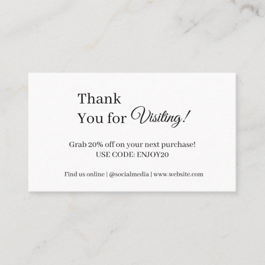 Danke für die Liebe | Monochrome moderne Geschäfte Rabattkarte (Vorderseite)