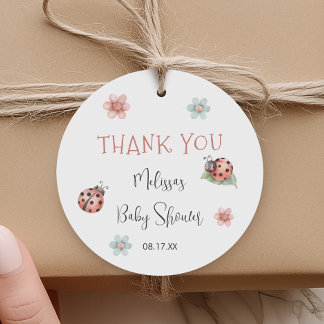 Danke für die Marienkäfer-Baby-Shower in Rosa Geschenkanhänger
