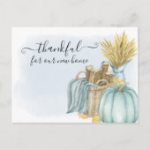 Danke für die neue Zuhause Rustic Pumpkin Moving Ankündigungspostkarte (Vorderseite)