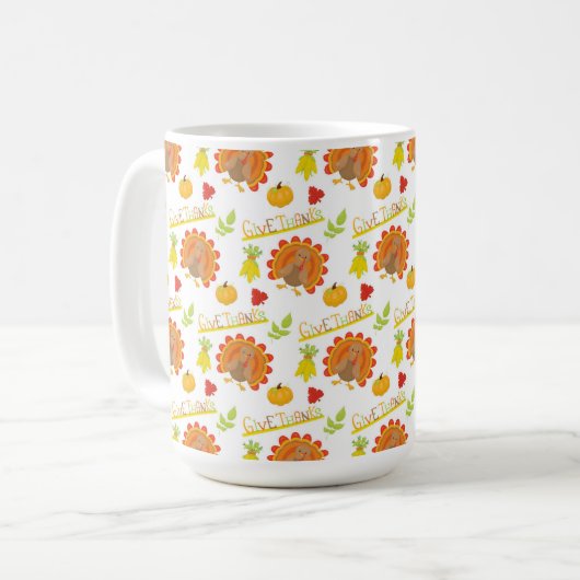 DANKE FÜR DIE ORANGE TÜRKEI PUMPKINS-BLÄTTER KAFFEETASSE (Vorderseite Links)