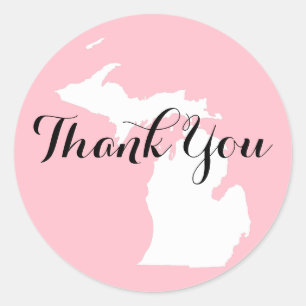 Danke für die Pink White und Black Michigan Hochze Runder Aufkleber