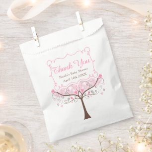 Danke für die rosa florale Babyparty mit Vogel-Mot Geschenktütchen