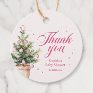 Danke für die rosa Weihnachtsbaum-Baby-Party Geschenkanhänger