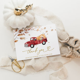 Danke für die rote Truck-Kürbis-Herbst-Baby-Party Einladung