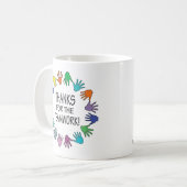 Danke für die Teamarbeit Hände Würdigung Kaffeetasse (Vorderseite Links)