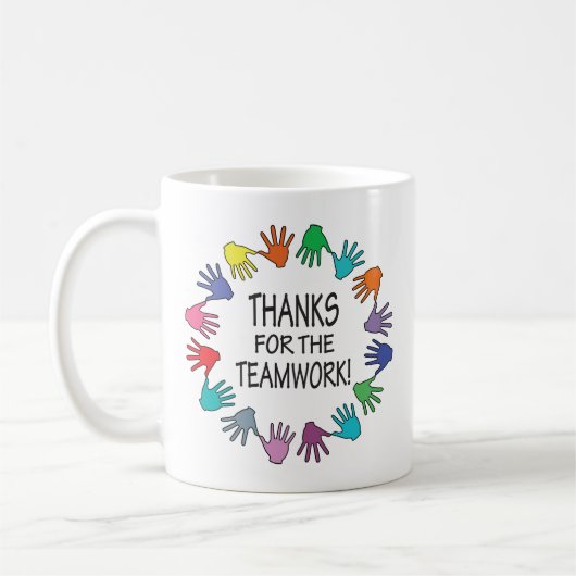 Danke für die Teamarbeit Hände Würdigung Kaffeetasse (Links)