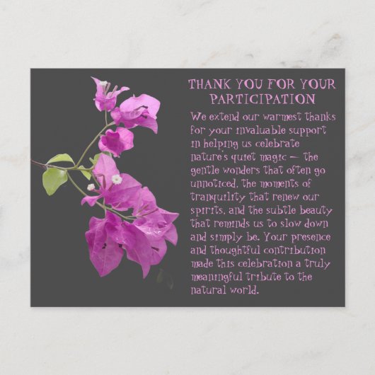 DANKE FÜR DIE TEILNAHME AN NATUREREIGNISSEN POSTKARTE (Vorderseite)