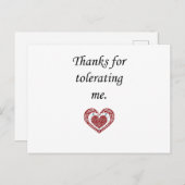 Danke für die Toleranz meiner modernen Valentine Postkarte (Vorne/Hinten)