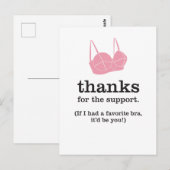Danke für die Unterstützung / Bra Joke Vielen Dank Postkarte (Vorne/Hinten)