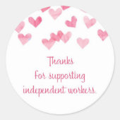 Danke für die Unterstützung der unabhängigen Mitar Runder Aufkleber (Vorderseite)