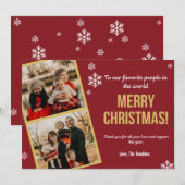 Danke für die Unterstützung Multi Foto Weihnachtsk Einladung (Vorne/Hinten)