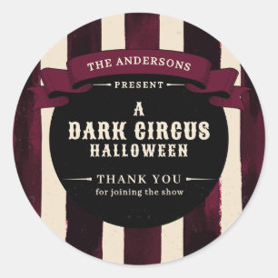 Danke für die Vintage Dark Circus Halloween-Party Runder Aufkleber